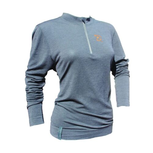 RIDAY Lupetto tecnico lana merino australiana manica lunga con mezza zip extrafine donna termoregolante, traspirante e antiodore